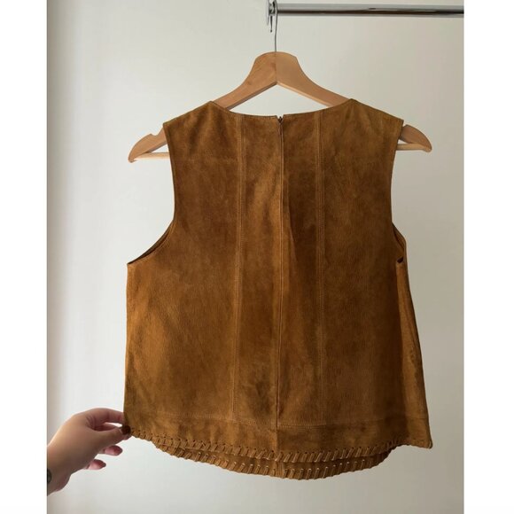 Y2K Suede Boxy Top | Vintage Brown Tank - Picture 3 of 4